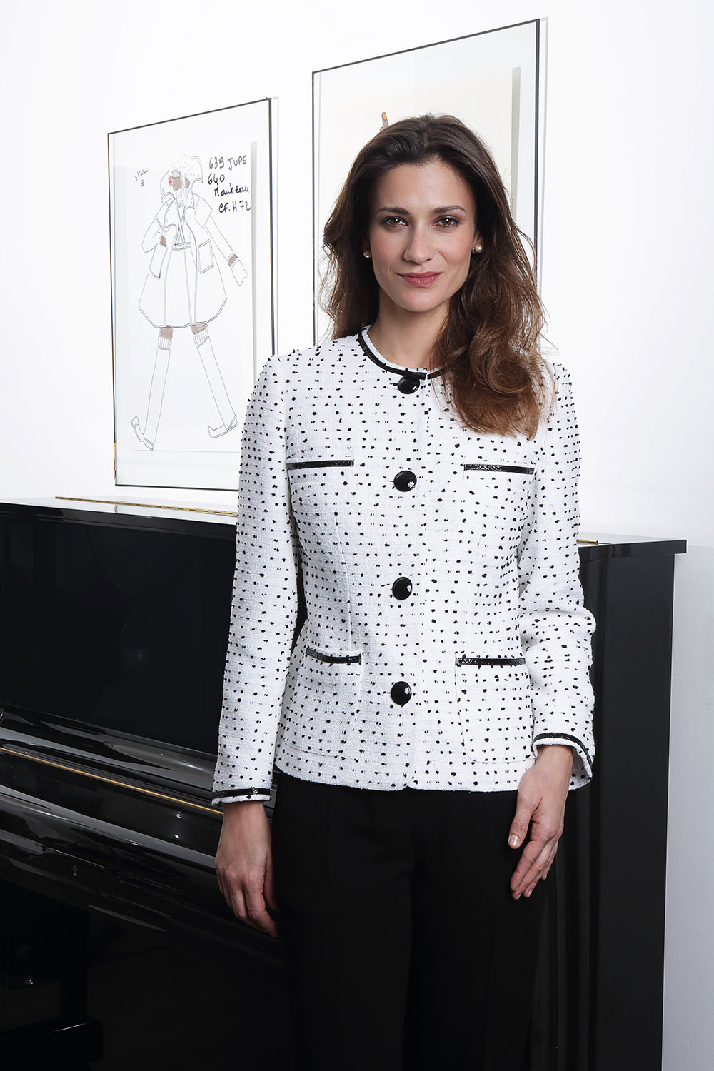 Veste En Tweed Femme Sans Col - Coupe Décontractée à Carreaux Noir Et Blanc - Idéale Bureau Et Sorties